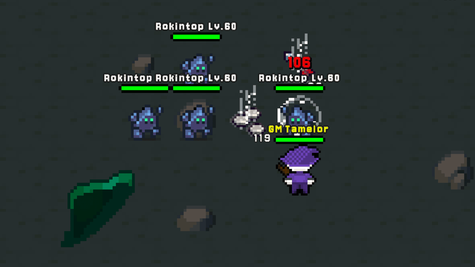 Personagem enfrentando criaturas em uma área perigosa de Nydur Online