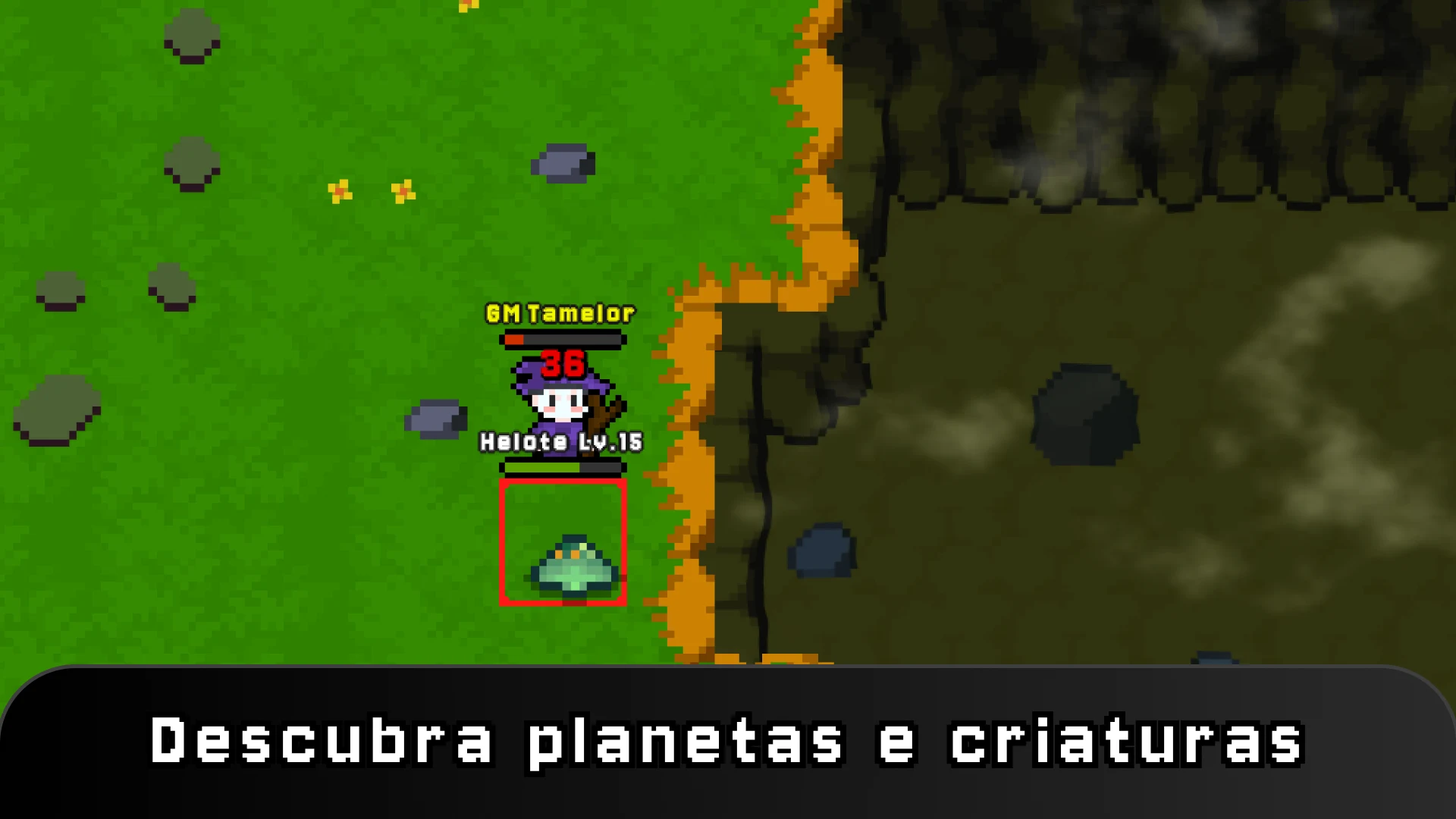 Combate contra uma criatura em uma região verde