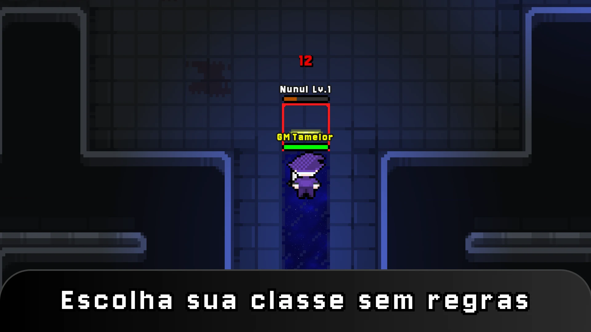 Personagem em combate dentro de uma área escura